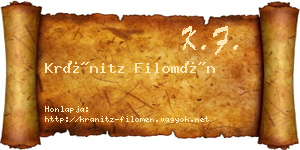 Kránitz Filomén névjegykártya
